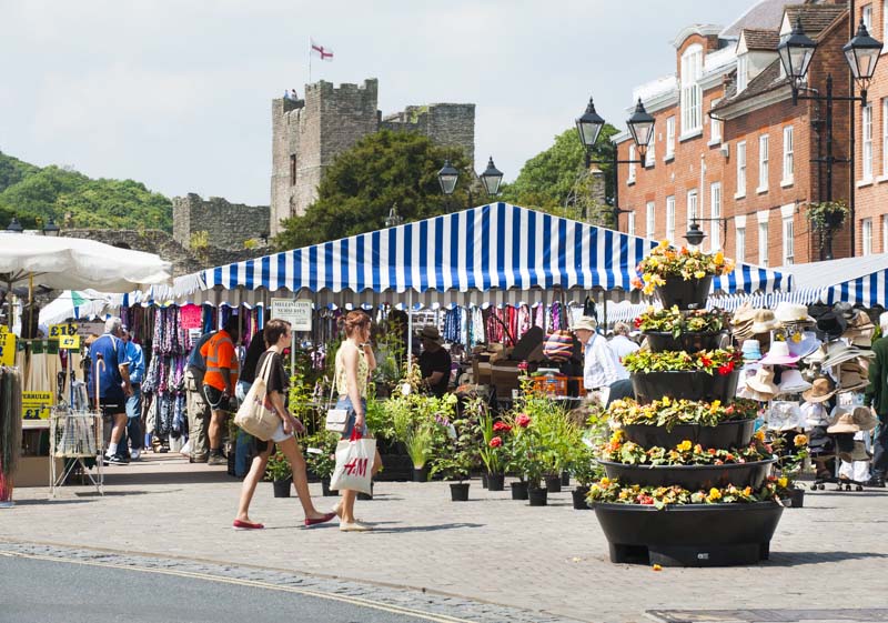 The markset square in Ludlow, Shropshire, England.