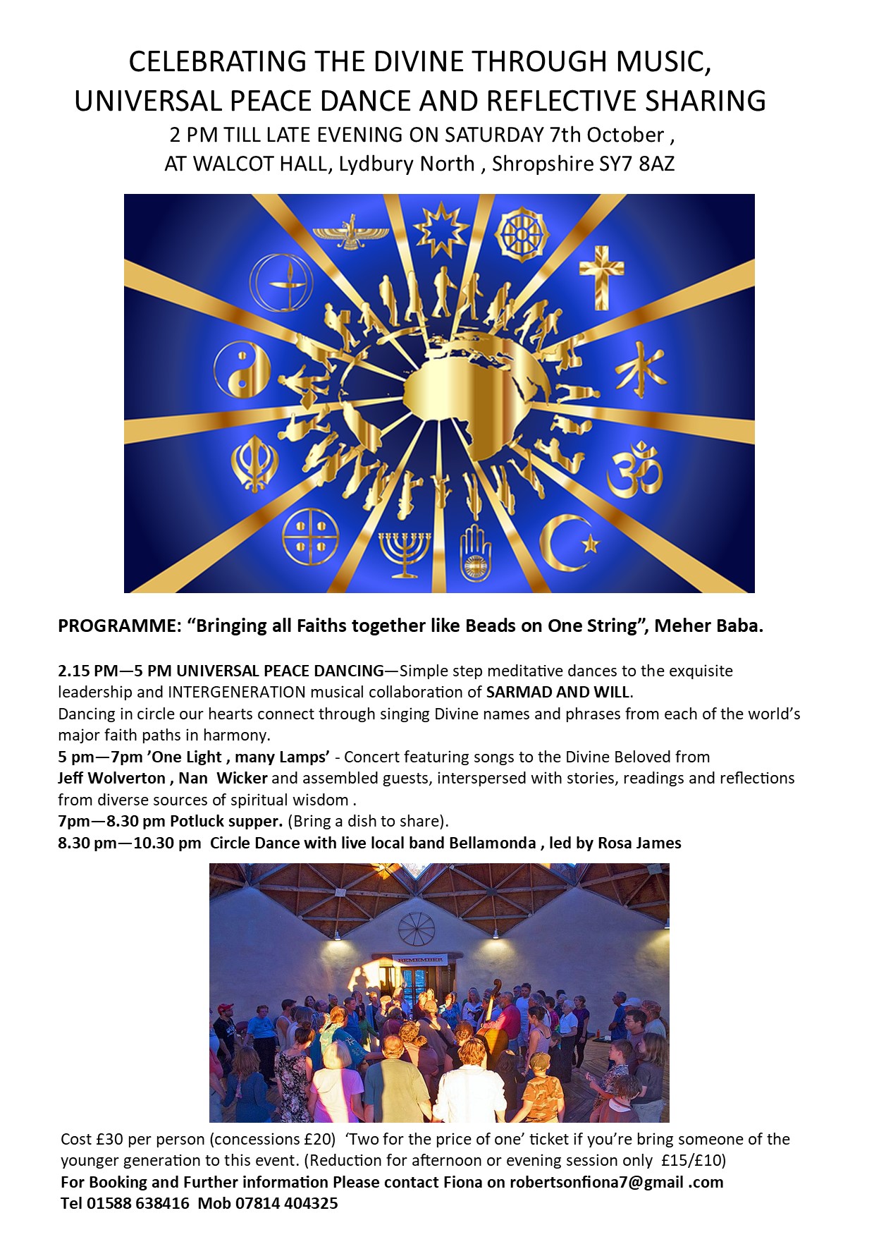 Celebrating The Divine Through Music, Universal Peace Dance & Reflective Sharing